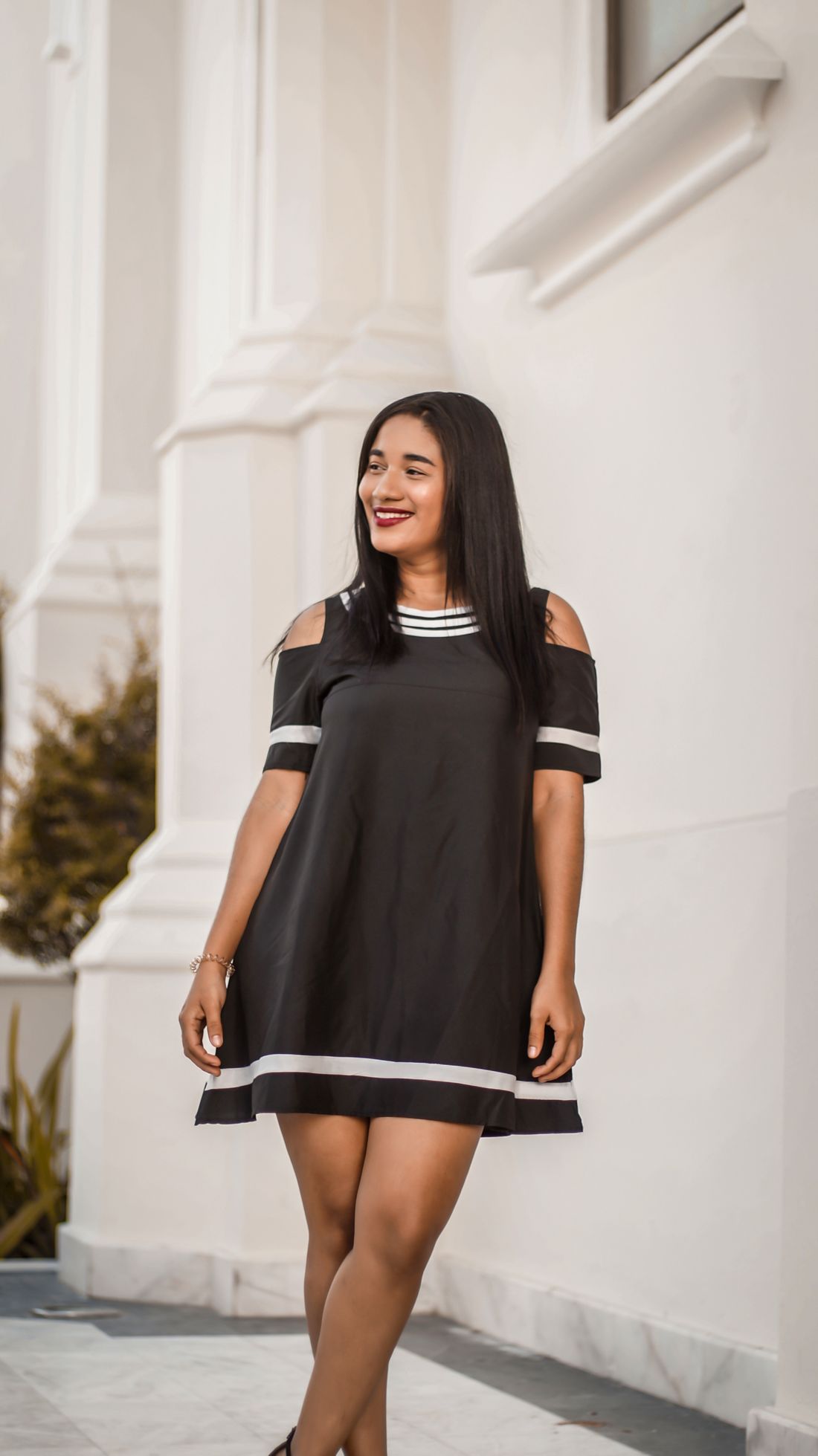 Woman in a black dress